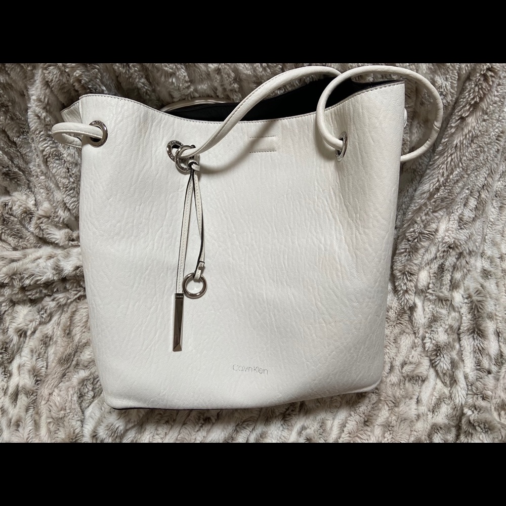 Calvin Klein black and white reversible tote